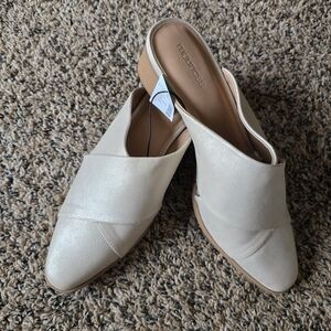 Maurices Light Cream Slip-On Mule Heels
